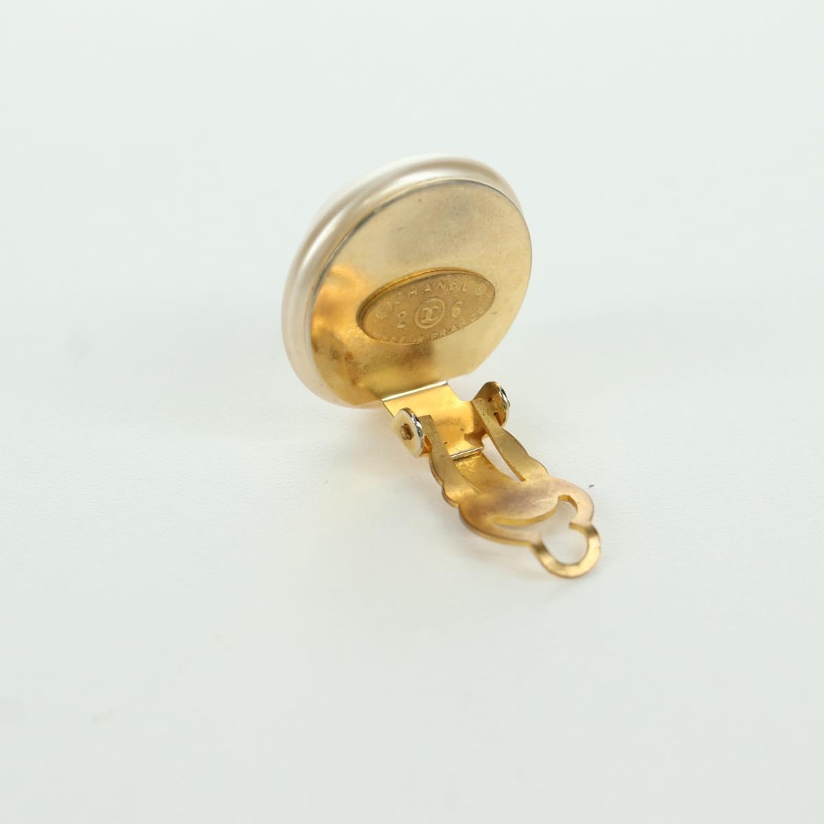 CHANEL Earring metal Gold Tone CC Auth YKZ402M