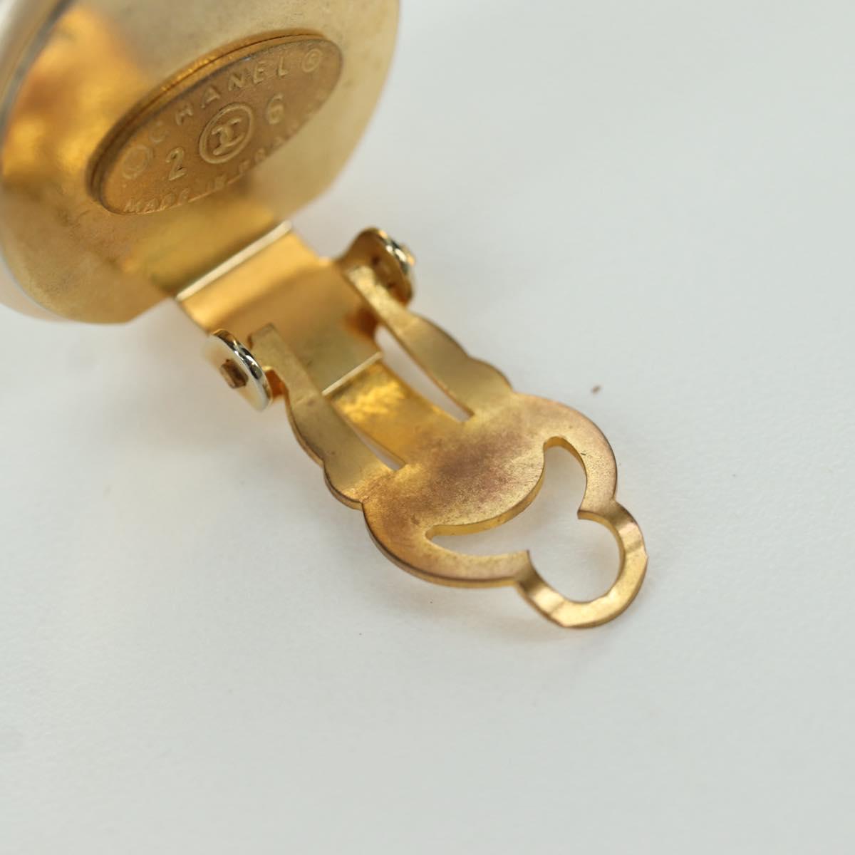 CHANEL Earring metal Gold Tone CC Auth YKZ402M