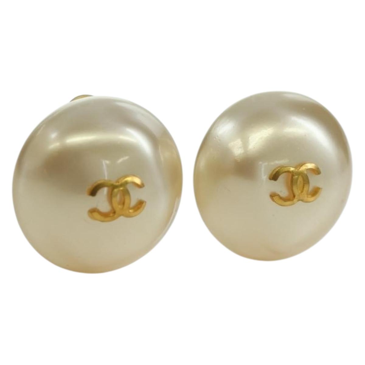 CHANEL Earring metal Gold Tone CC Auth YKZ402M