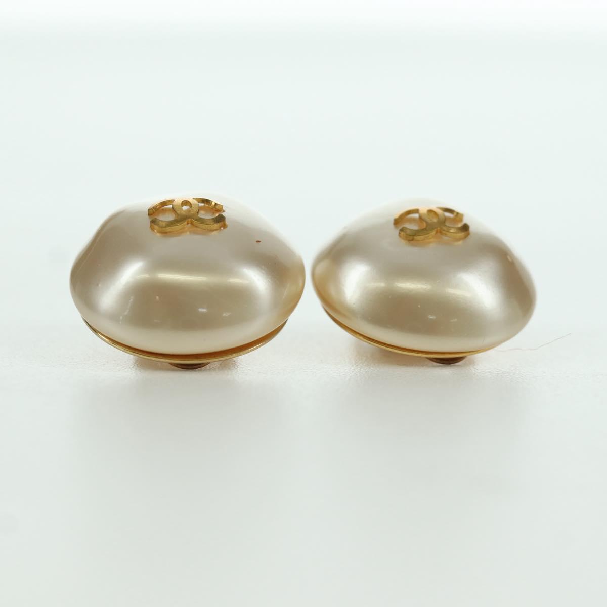 CHANEL Earring metal Gold Tone CC Auth YKZ402M