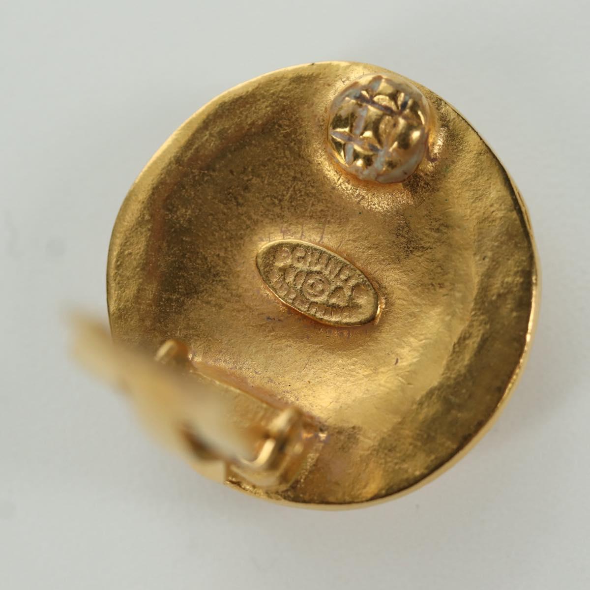 CHANEL Earring metal Gold Tone CC Auth YKZ406M