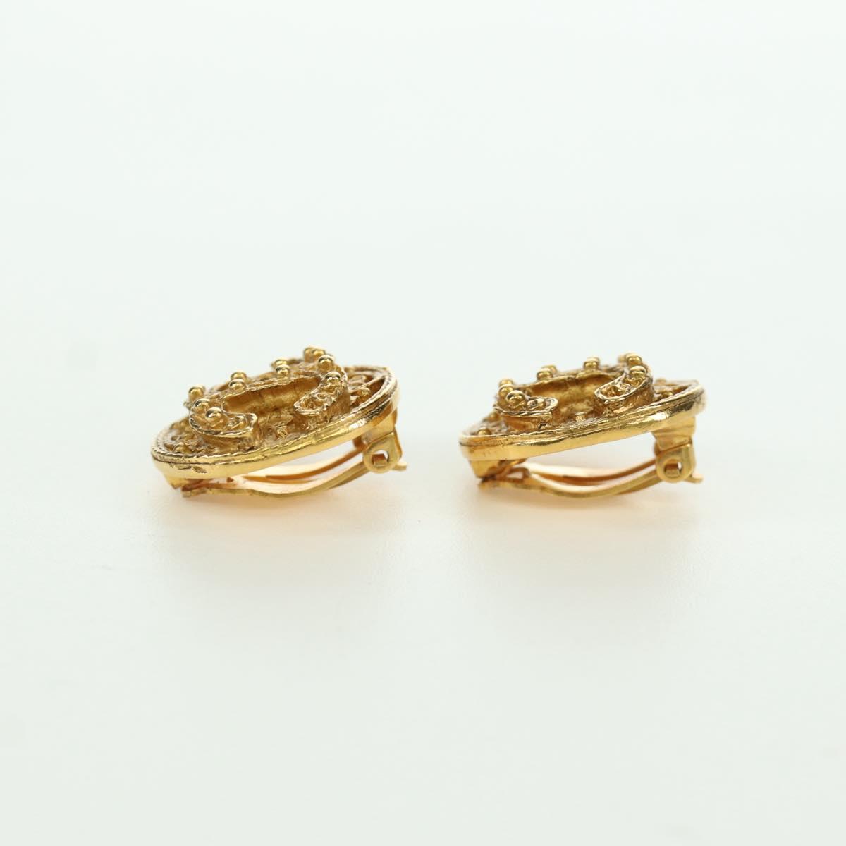 CHANEL Earring metal Gold Tone CC Auth YKZ406M
