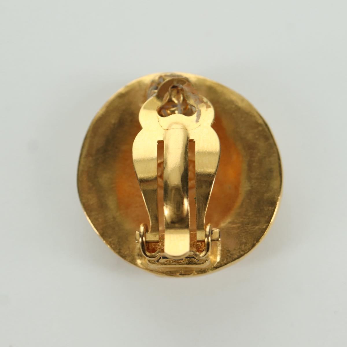 CHANEL Earring metal Gold Tone CC Auth YKZ406M