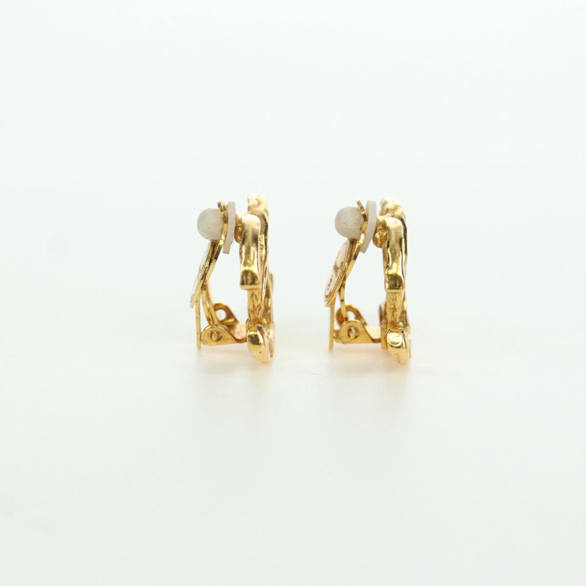 CHANEL Earring metal Gold Tone CC Auth YKZ407M