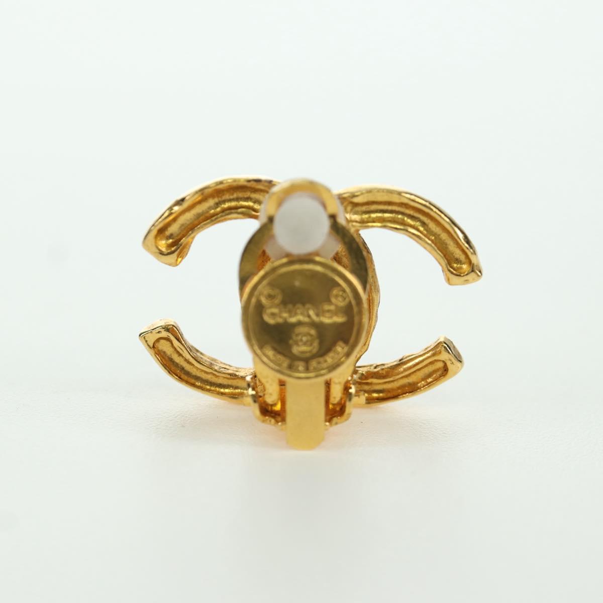 CHANEL Earring metal Gold Tone CC Auth YKZ407M
