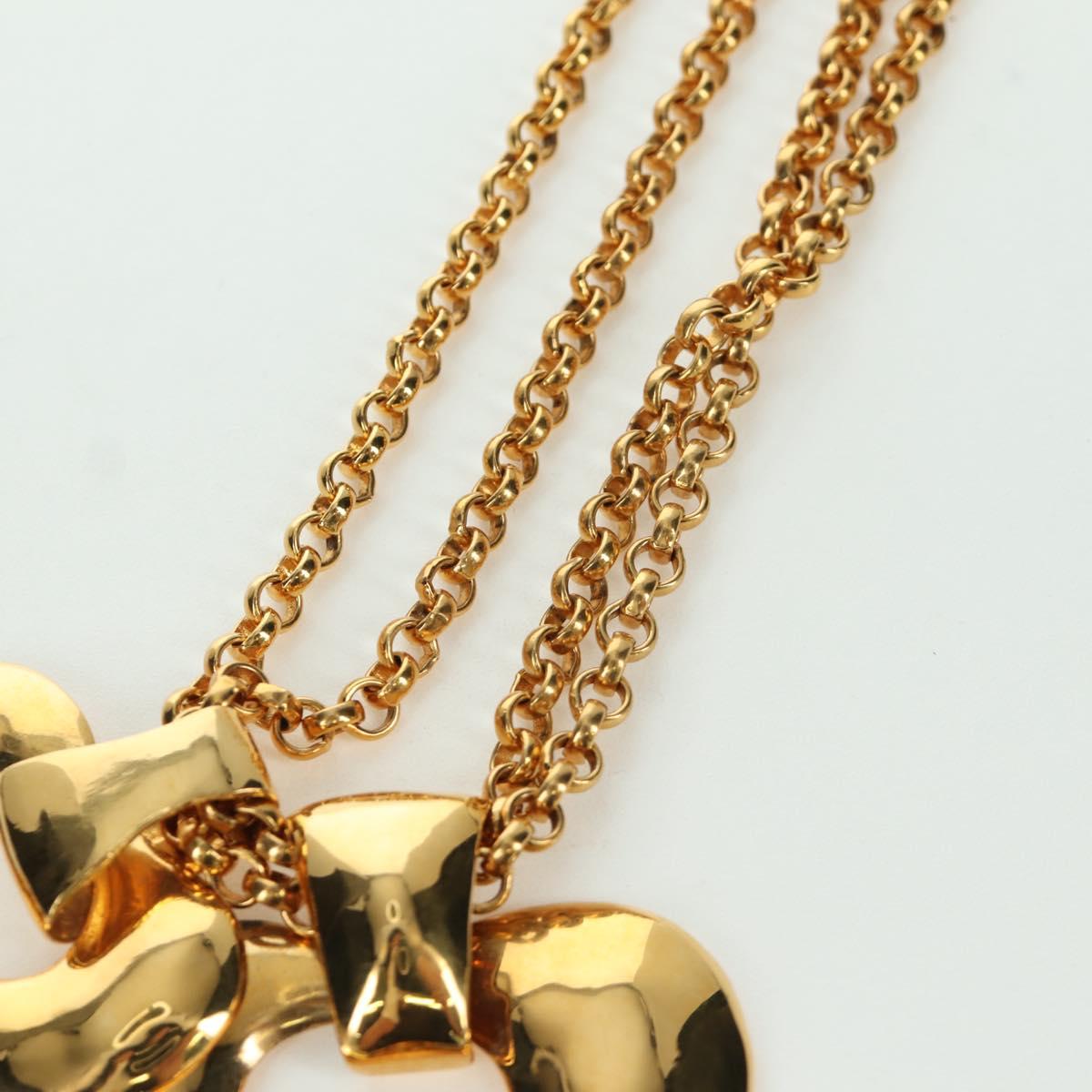 CHANEL Heart Necklace metal Gold Tone CC Auth YKZ408M