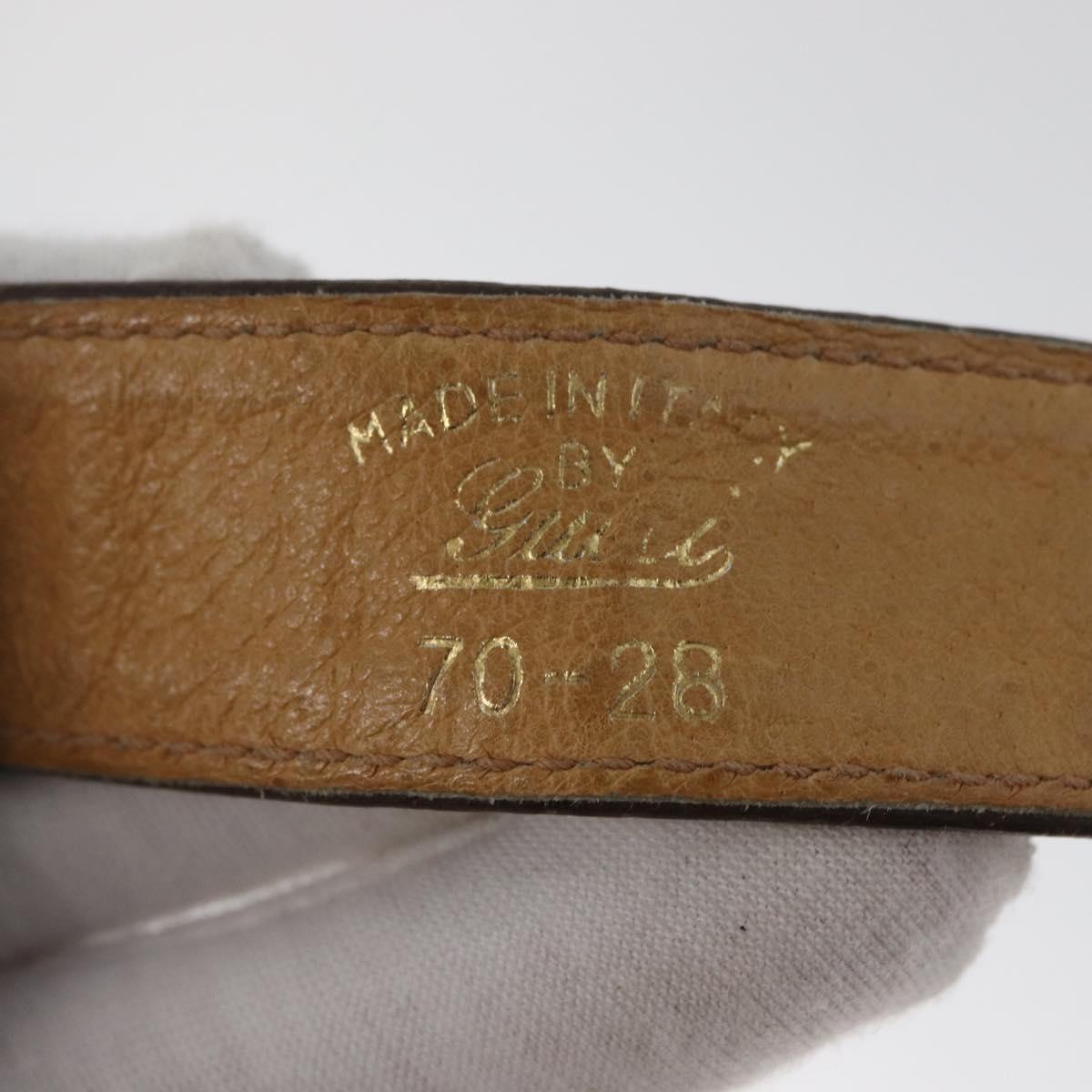 GUCCI Interlocking Belt Leather 31.9"" Brown Gold Auth YKZ409
