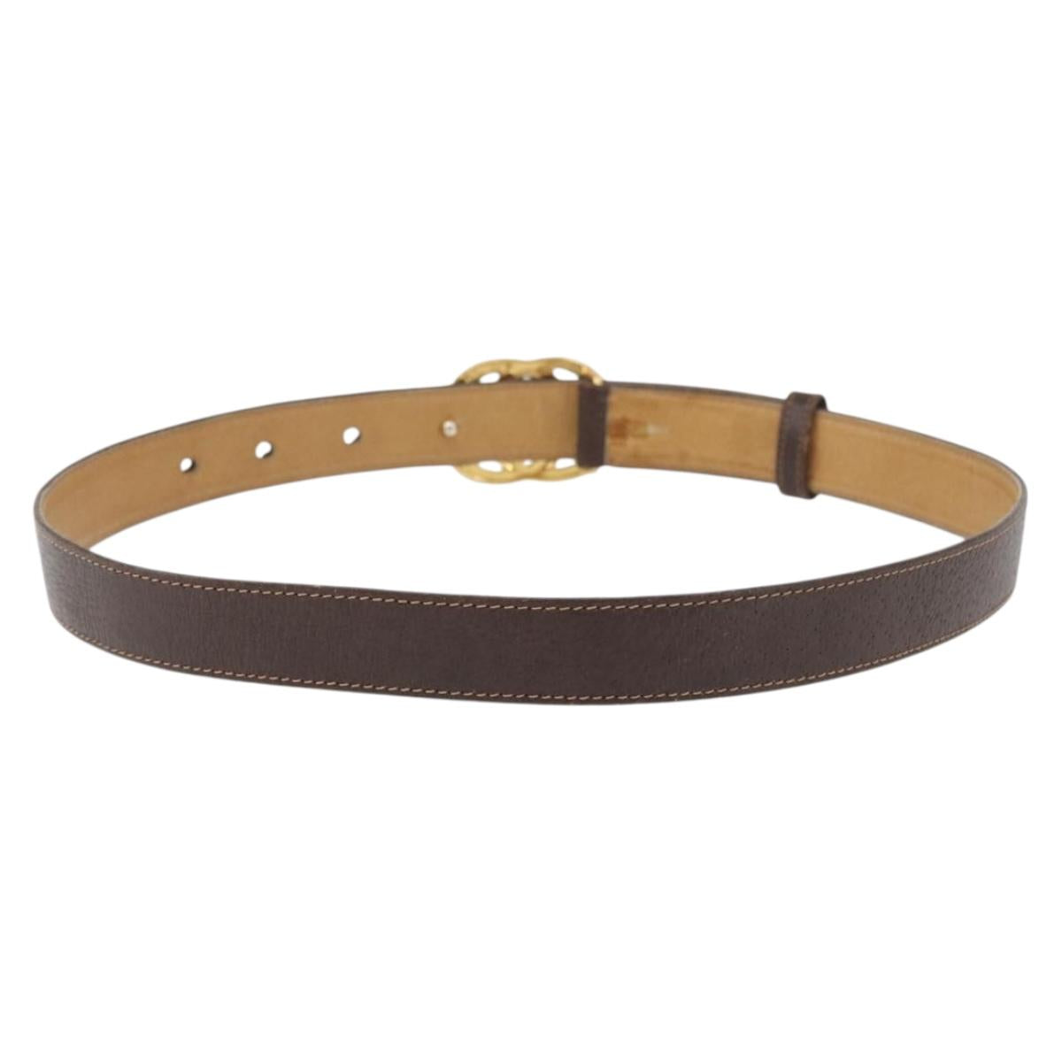 GUCCI Interlocking Belt Leather 31.9"" Brown Gold Auth YKZ409