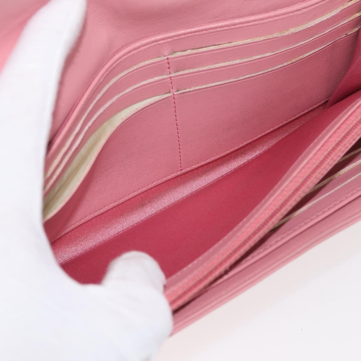 CHANEL Camelia Long Wallet Lamb Skin Pink CC Auth YKZ410