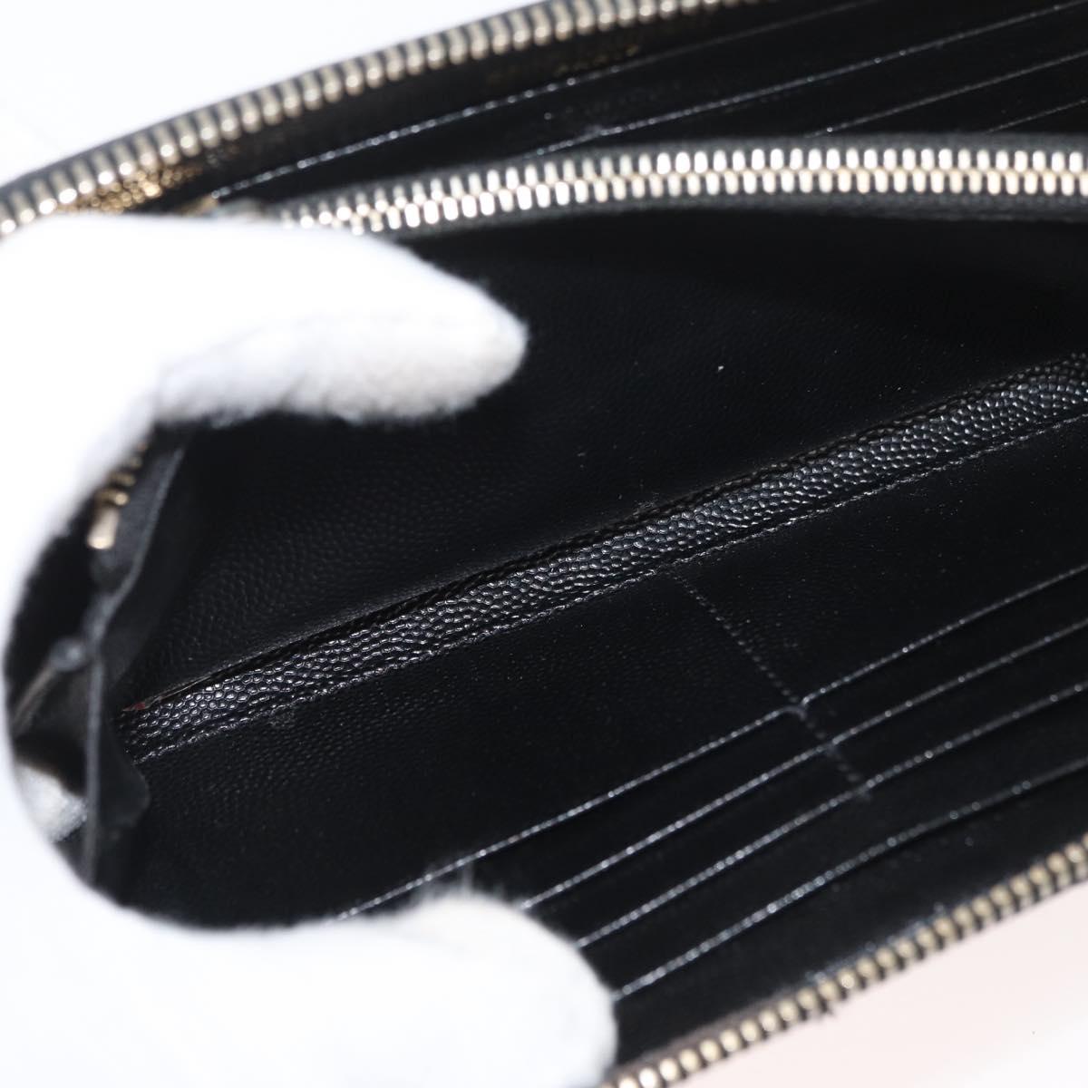 SAINT LAURENT Long Wallet Leather Black Gold Auth YKZ412