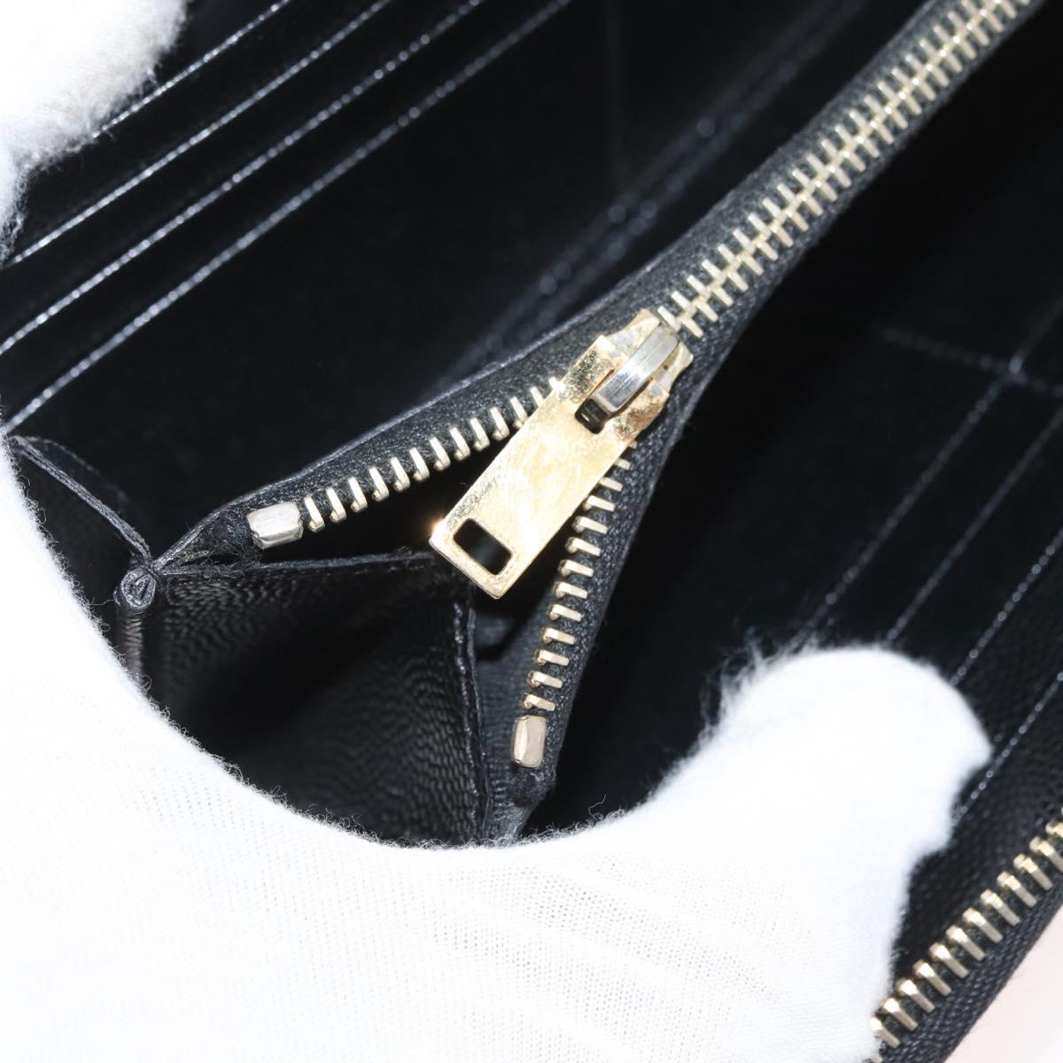 SAINT LAURENT Long Wallet Leather Black Gold Auth YKZ412
