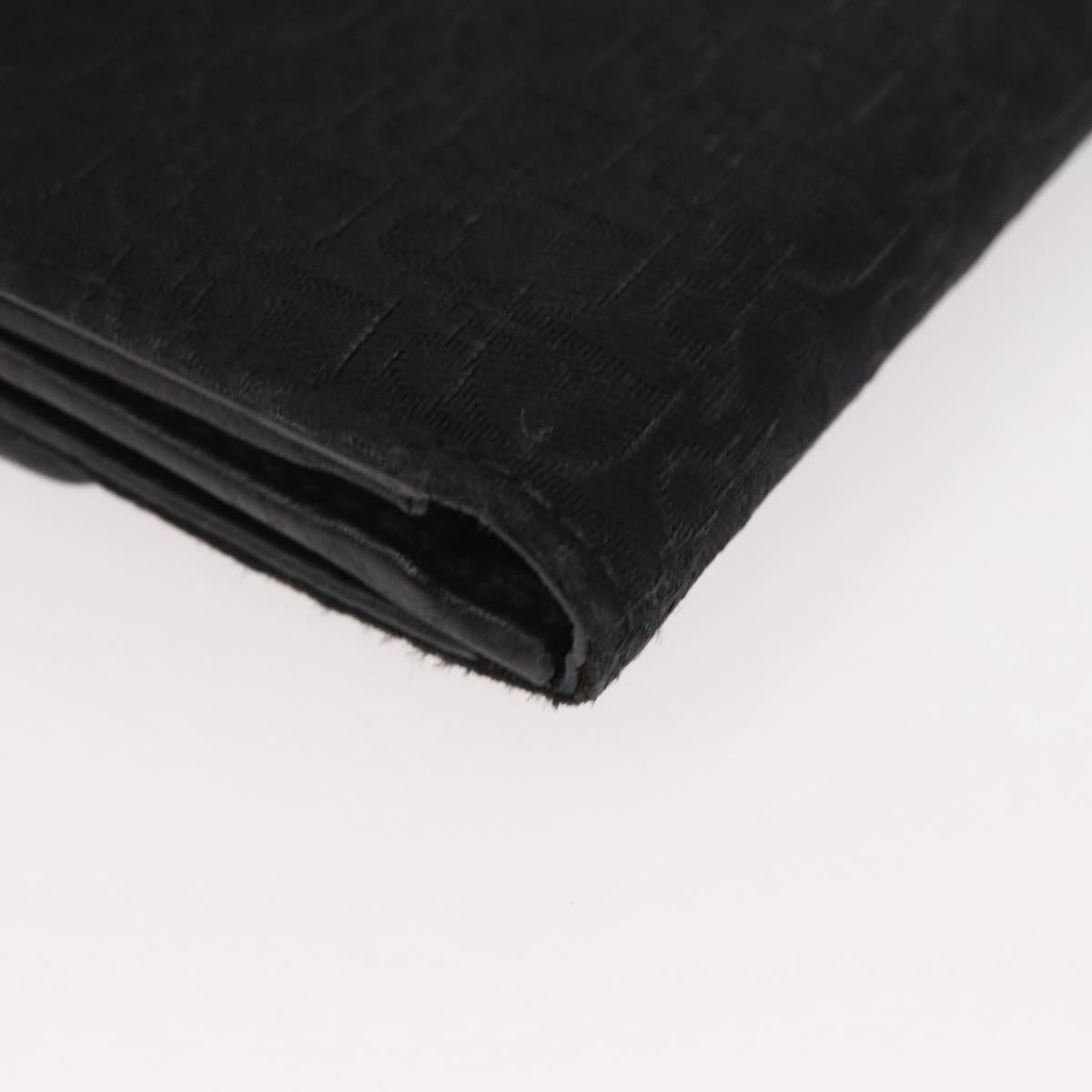 Christian Dior Trotter Canvas Long Wallet Black Silver Auth YKZ413A