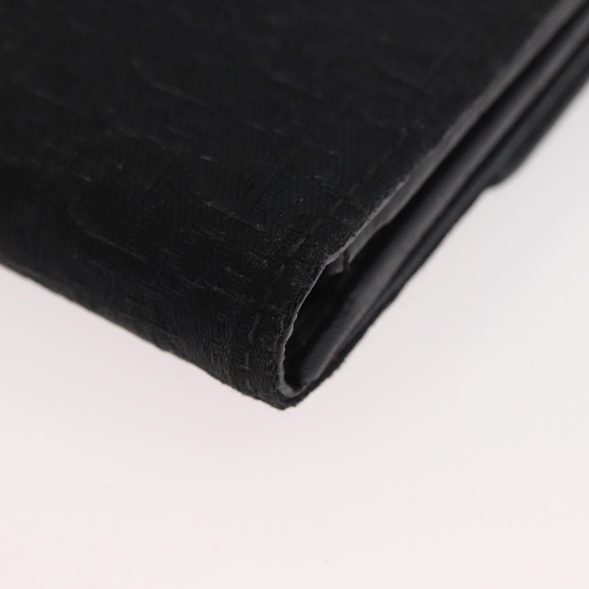 Christian Dior Trotter Canvas Long Wallet Black Silver Auth YKZ413A