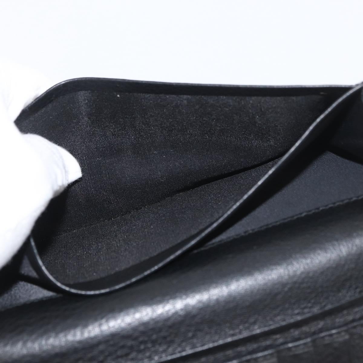 Christian Dior Trotter Canvas Long Wallet Black Silver Auth YKZ413A