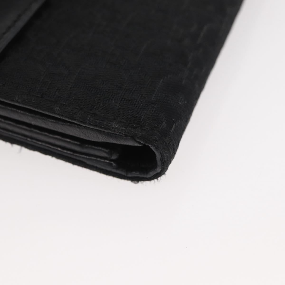 Christian Dior Trotter Canvas Long Wallet Black Silver Auth YKZ413A