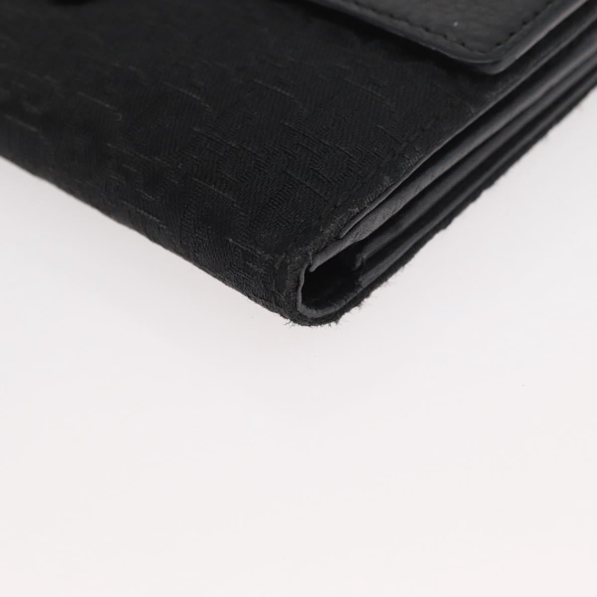 Christian Dior Trotter Canvas Long Wallet Black Silver Auth YKZ413A