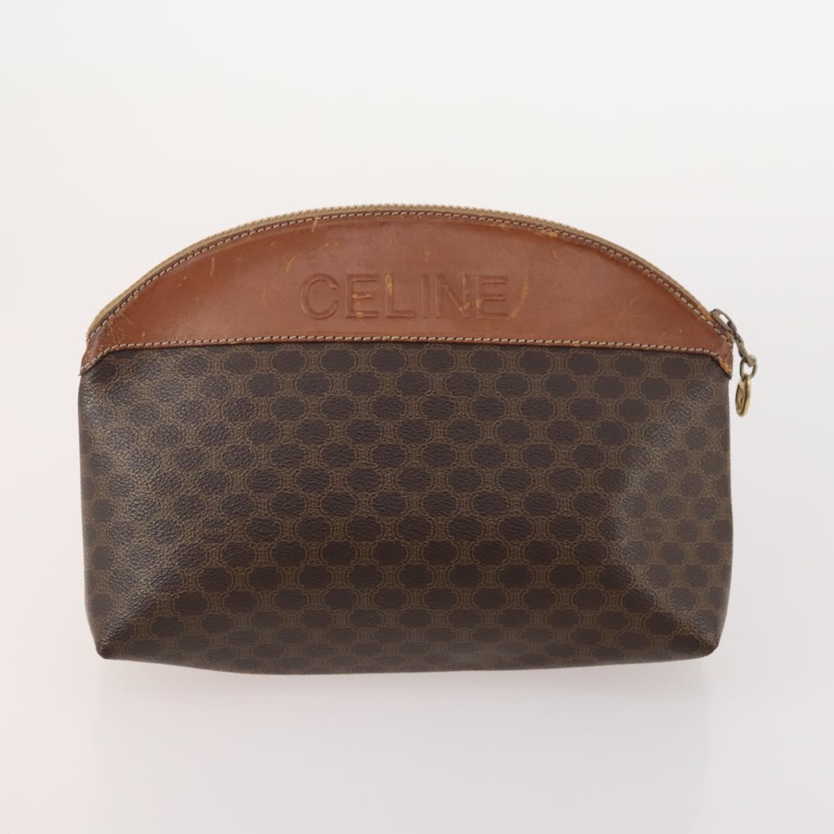 CELINE Macadam Canvas Clutch Bag PVC Leather 5 Set Brown Navy beige Auth YKZ425