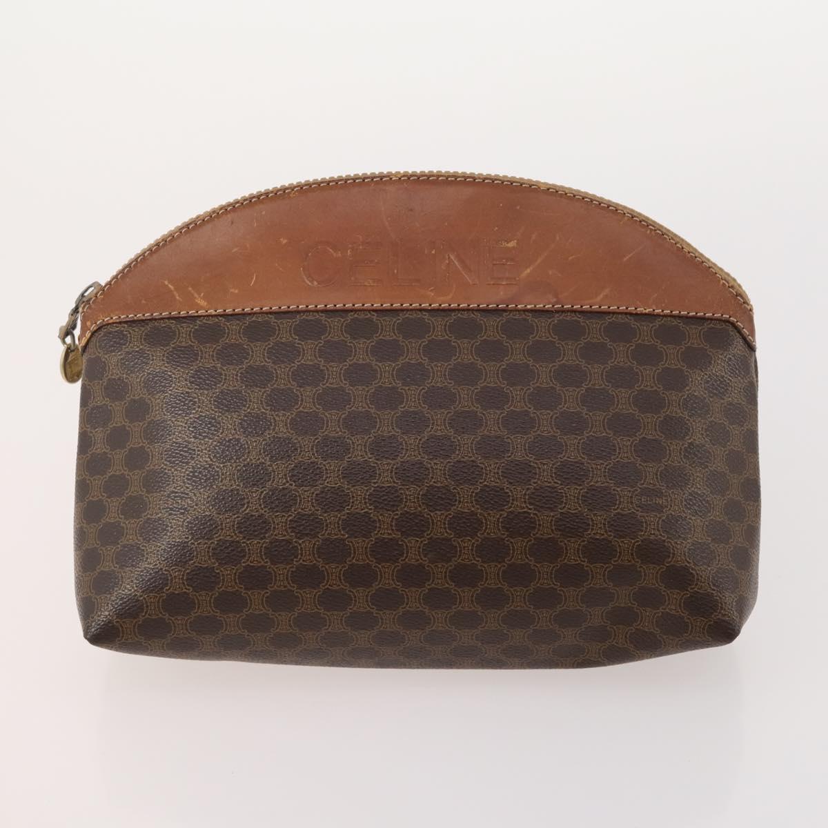 CELINE Macadam Canvas Clutch Bag PVC Leather 5 Set Brown Navy beige Auth YKZ425