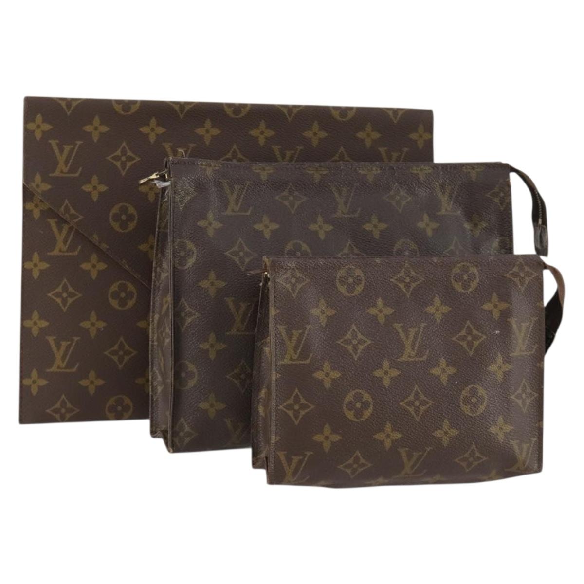 LOUIS VUITTON Monogram Clutch Bag 3 Set LV Auth YKZ426