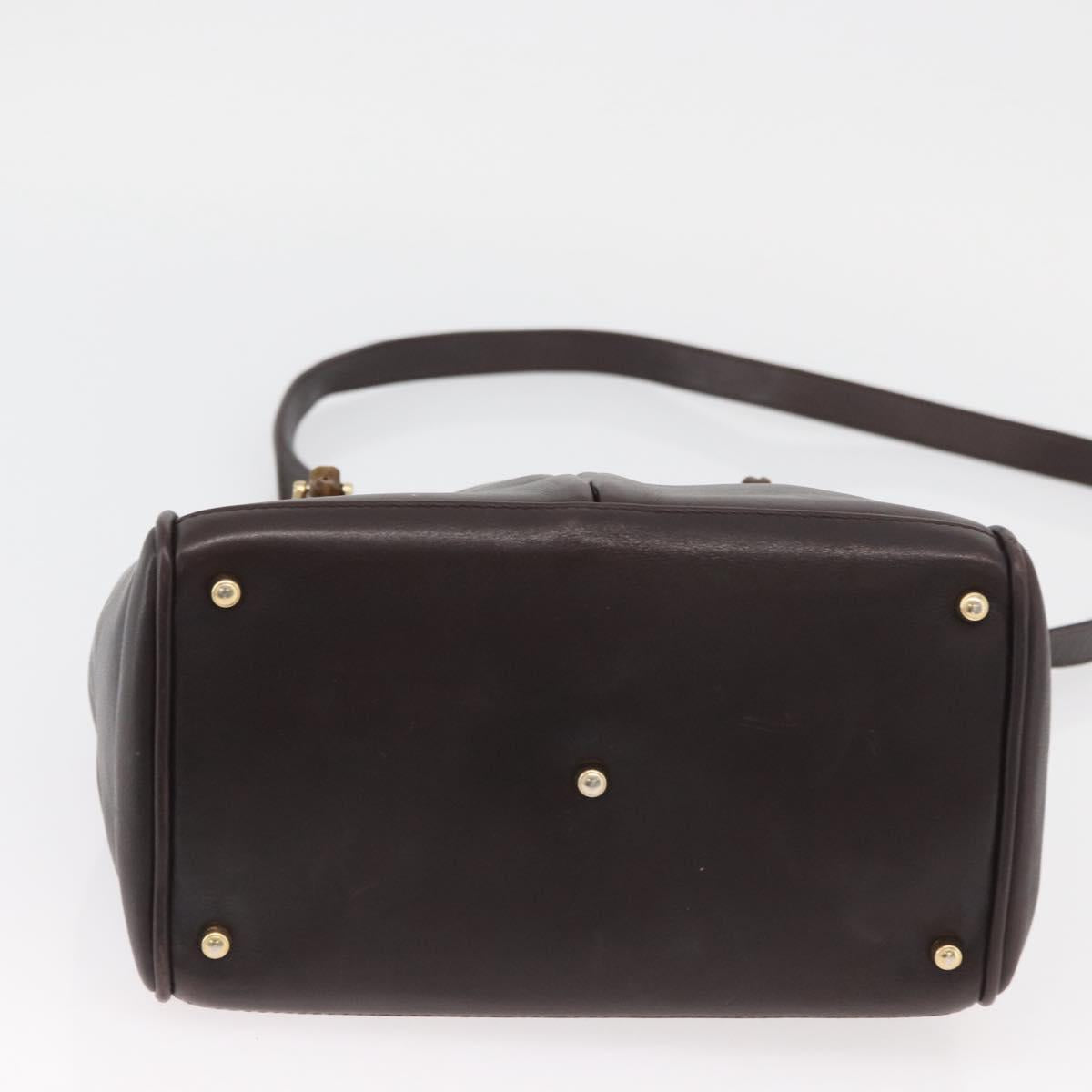 GUCCI Bamboo Hand Bag Leather 2way Bordeaux Gold 000 2122 0316 Auth YKZ453