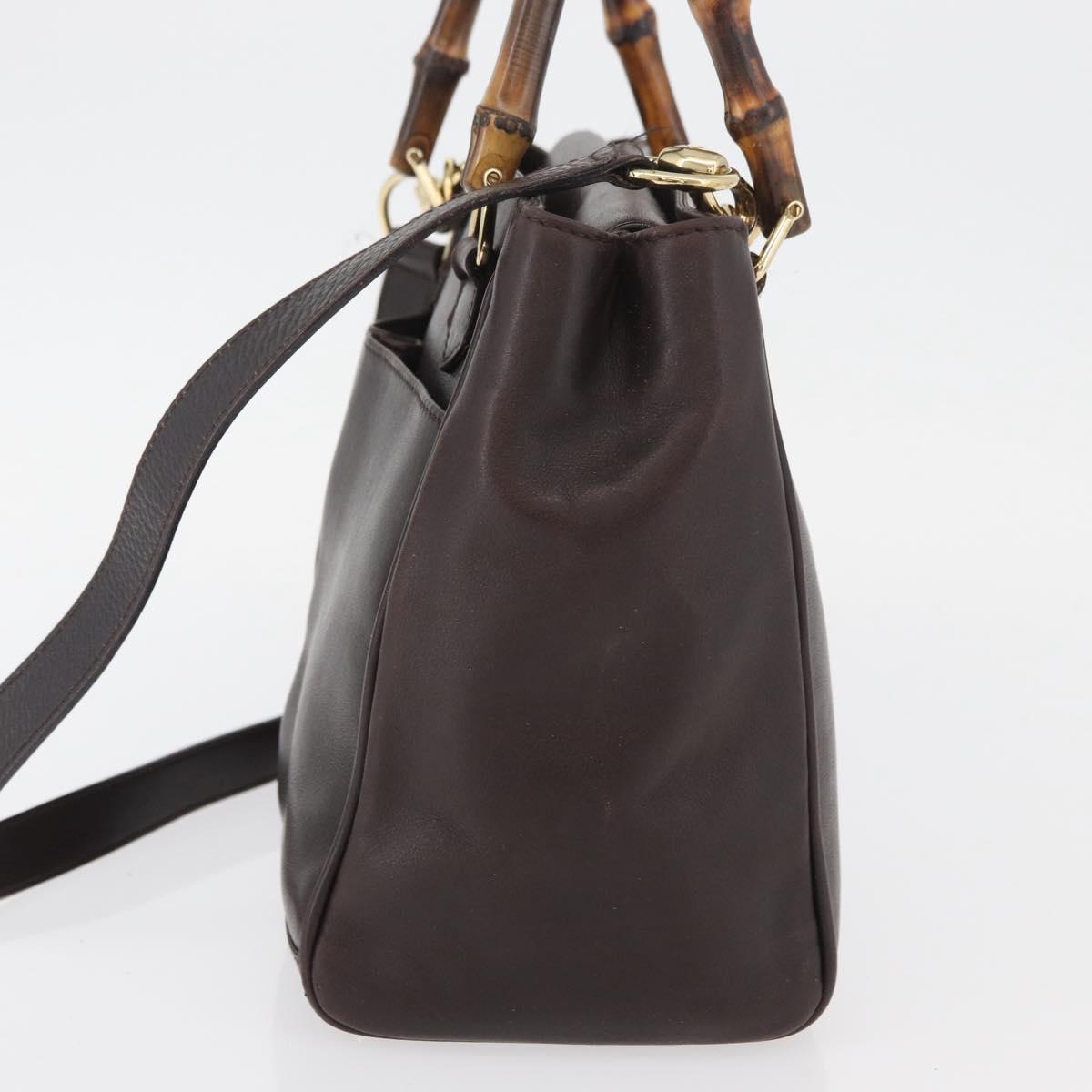 GUCCI Bamboo Hand Bag Leather 2way Bordeaux Gold 000 2122 0316 Auth YKZ453