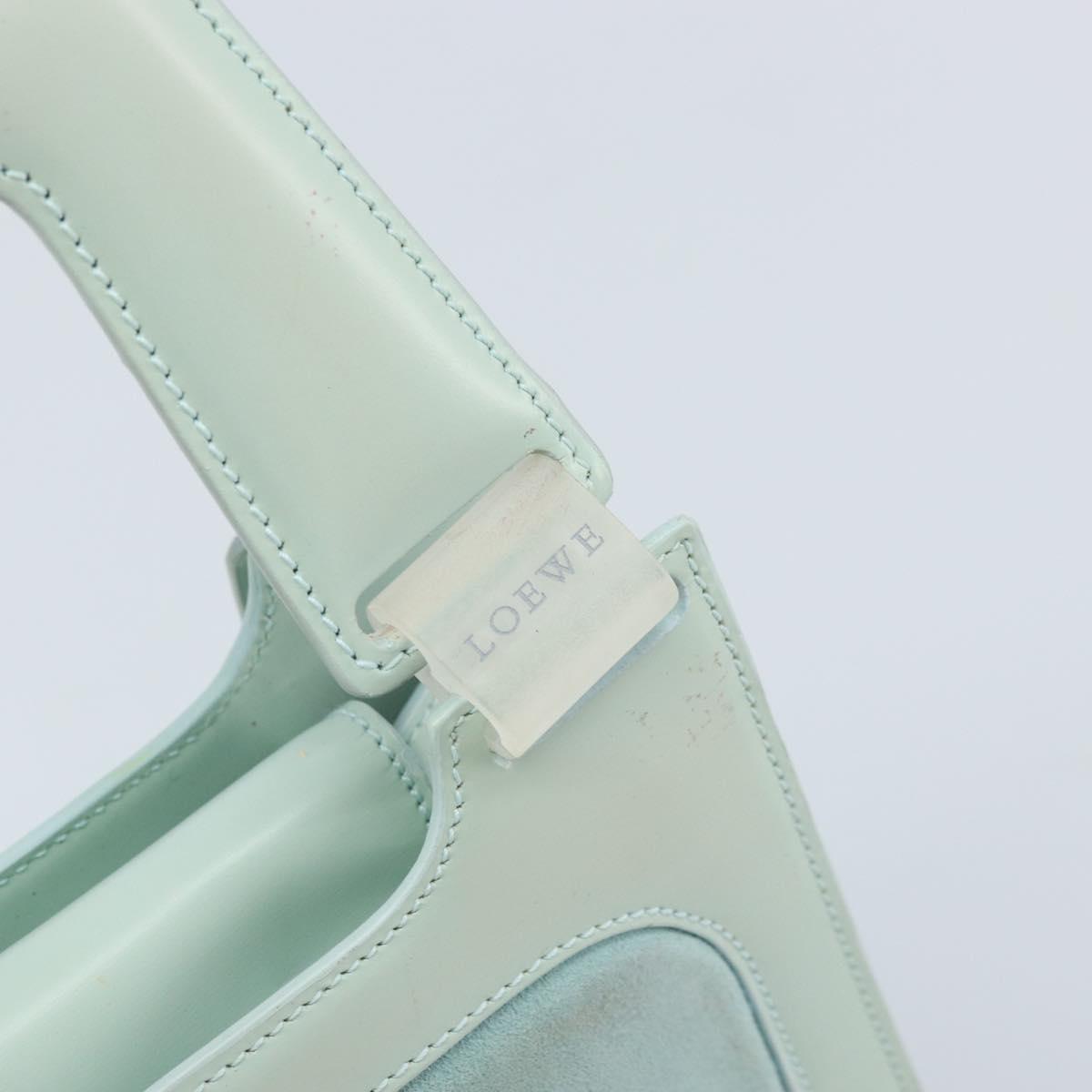 LOEWE Hand Bag Suede Baby Blue Gold Auth YKZ454