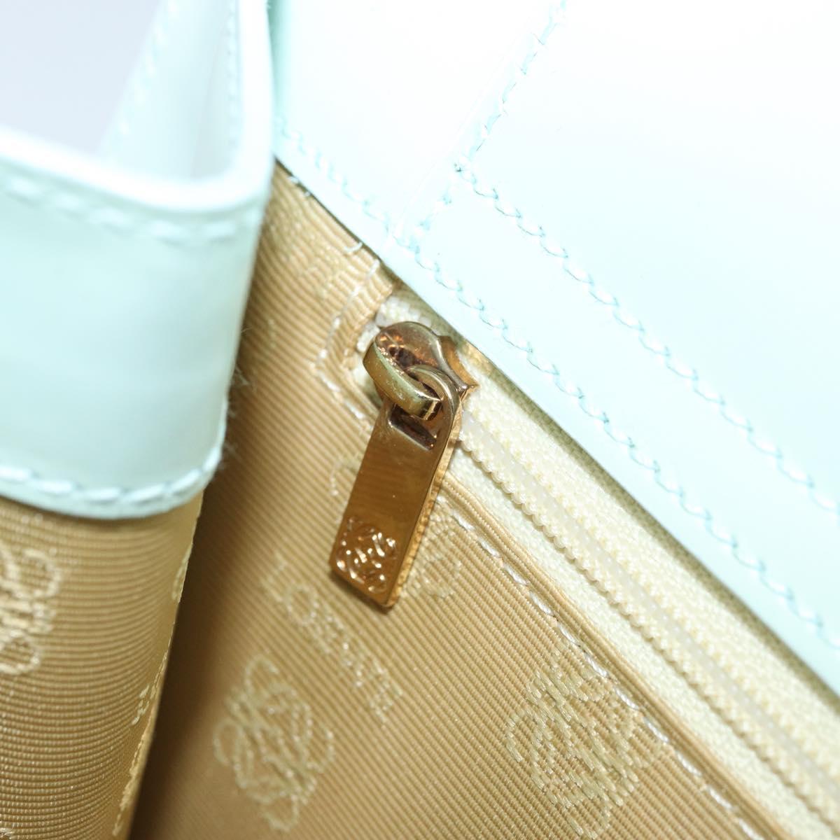 LOEWE Hand Bag Suede Baby Blue Gold Auth YKZ454