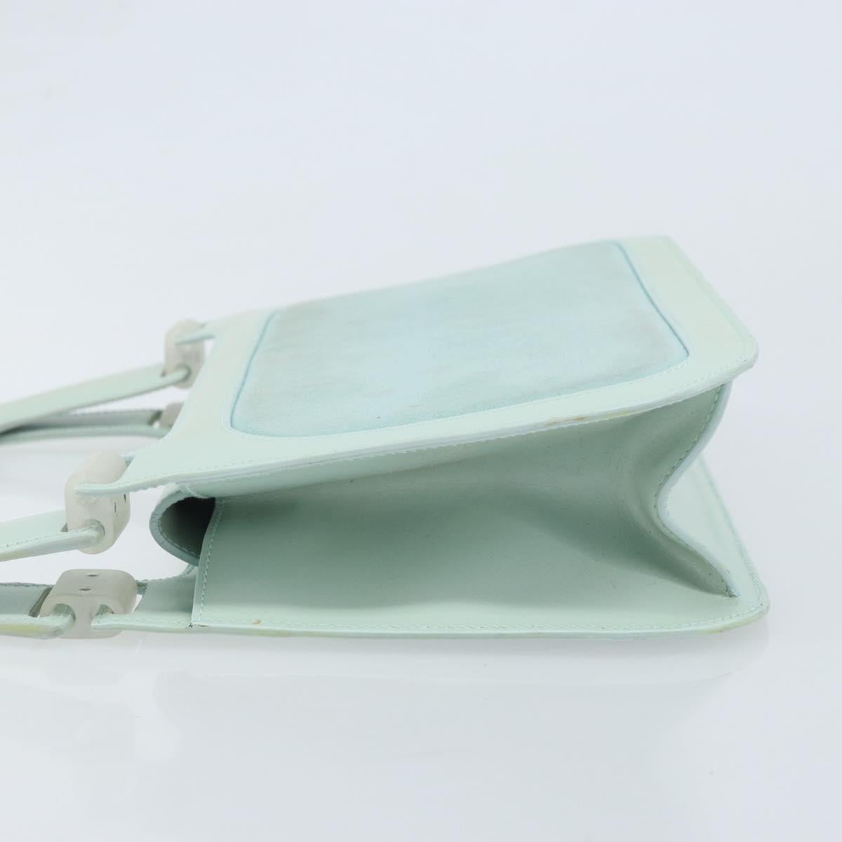 LOEWE Hand Bag Suede Baby Blue Gold Auth YKZ454