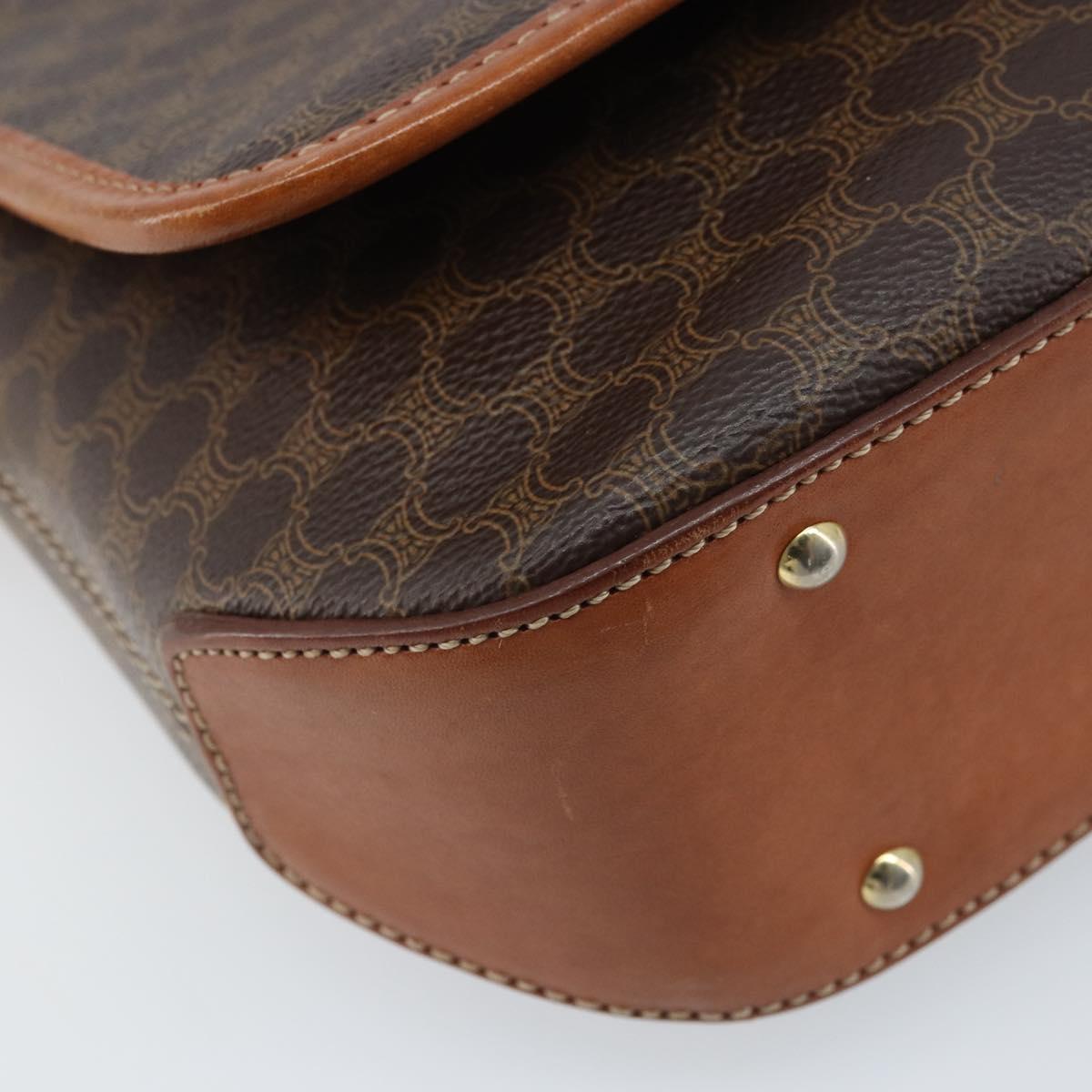 CELINE Macadam Canvas Shoulder Bag PVC Leather Brown Gold Auth YKZ455A