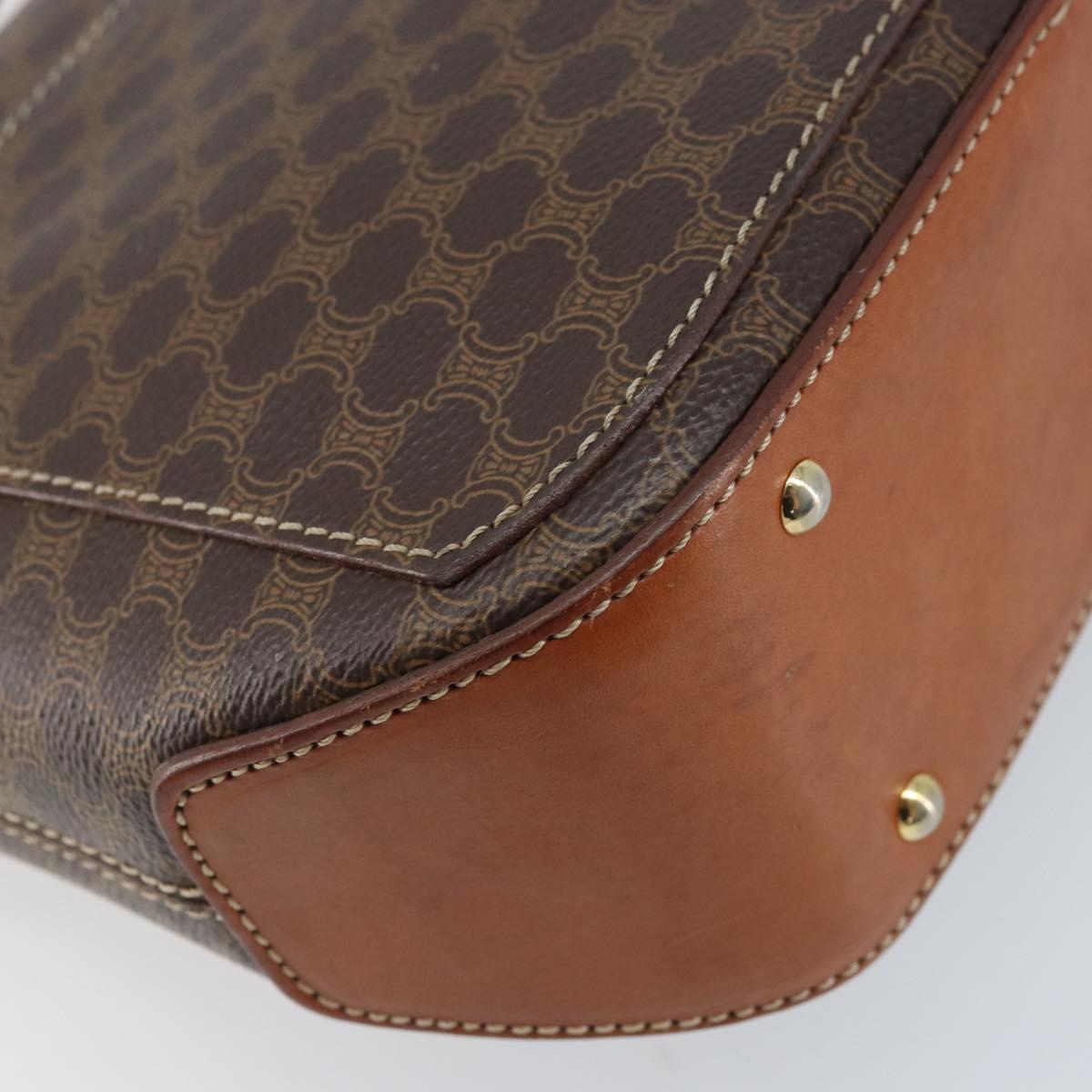 CELINE Macadam Canvas Shoulder Bag PVC Leather Brown Gold Auth YKZ455A