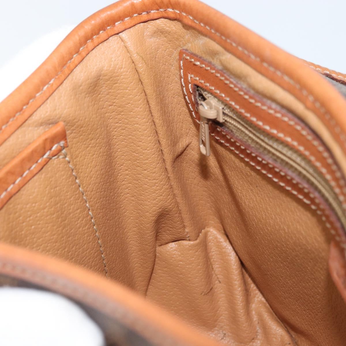 CELINE Macadam Canvas Shoulder Bag PVC Leather Brown Gold Auth YKZ455A