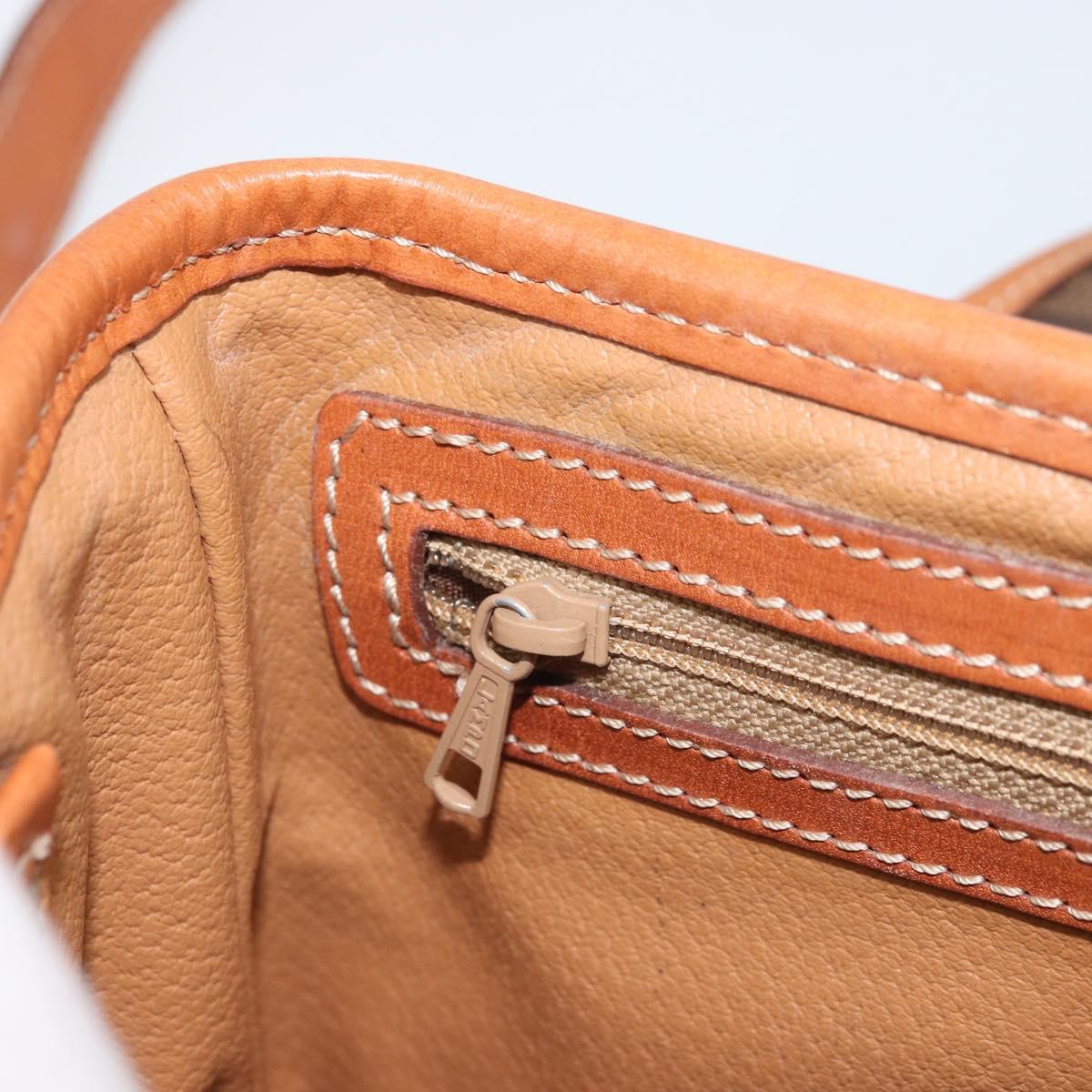 CELINE Macadam Canvas Shoulder Bag PVC Leather Brown Gold Auth YKZ455A
