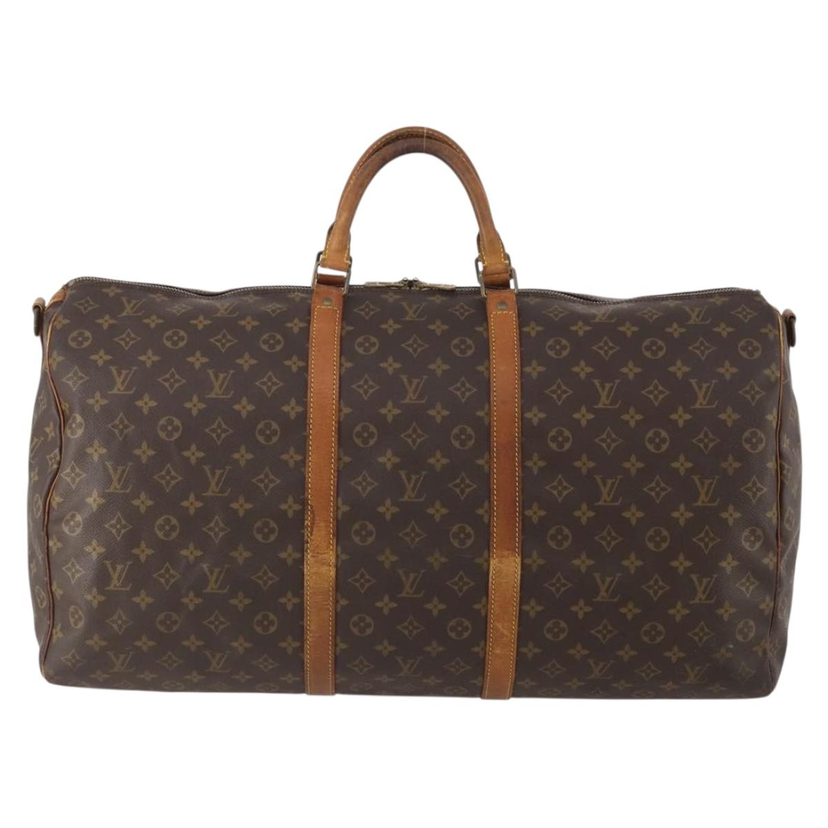 LOUIS VUITTON Monogram Keepall Bandouliere 60 Boston Bag M41412 LV Auth YKZ466