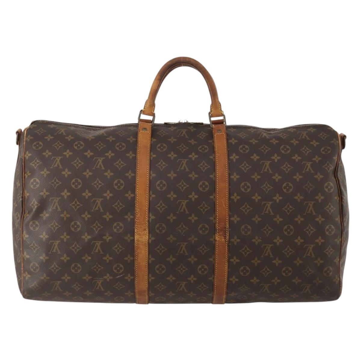 LOUIS VUITTON Monogram Keepall Bandouliere 60 Boston Bag M41412 LV Auth YKZ466