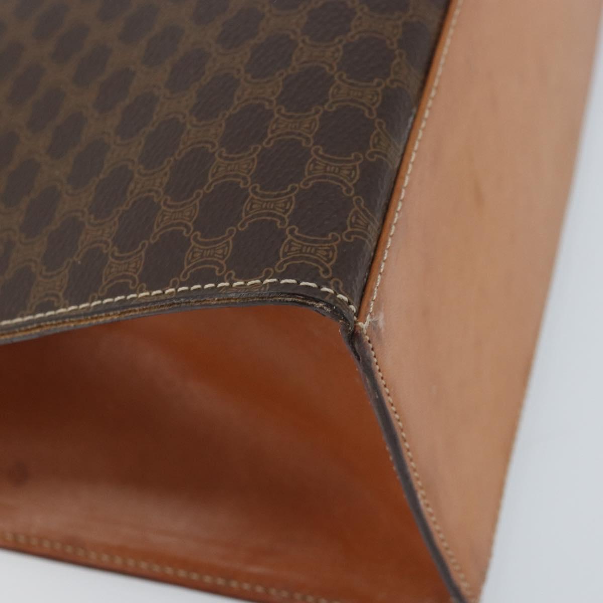 CELINE Macadam Canvas Hand Bag PVC Leather Brown Gold Auth YKZ473A
