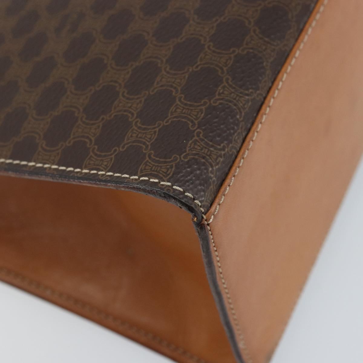 CELINE Macadam Canvas Hand Bag PVC Leather Brown Gold Auth YKZ473A