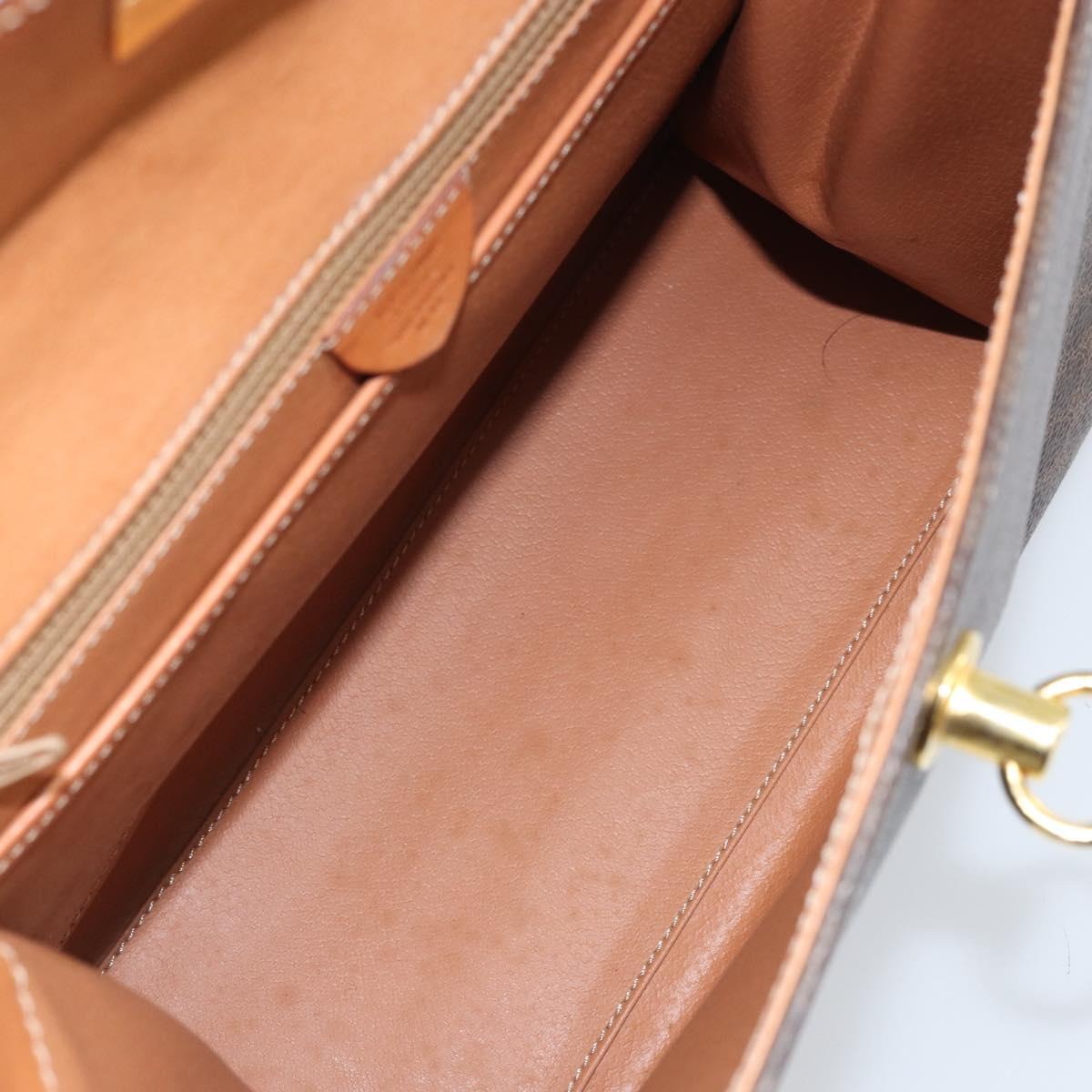 CELINE Macadam Canvas Hand Bag PVC Leather Brown Gold Auth YKZ473A