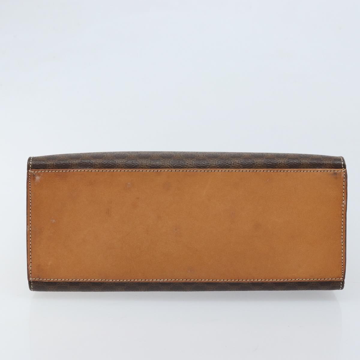 CELINE Macadam Canvas Hand Bag PVC Leather Brown Gold Auth YKZ473A