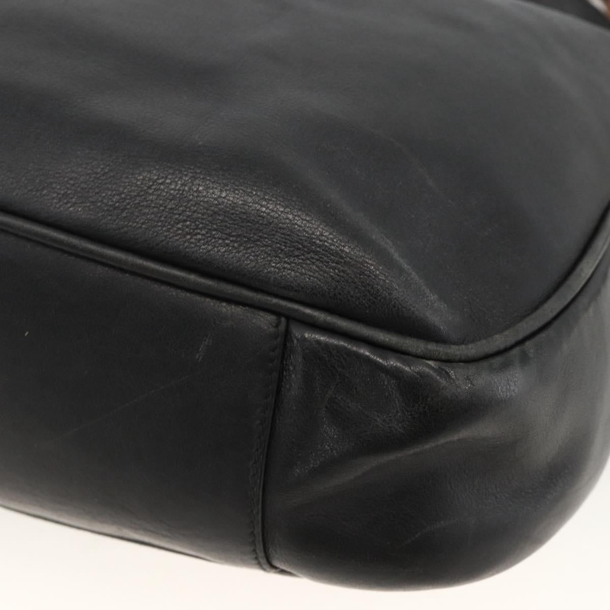 GUCCI Bamboo Shoulder Bag Leather 2way Black Gold 001 1577 Auth YKZ474