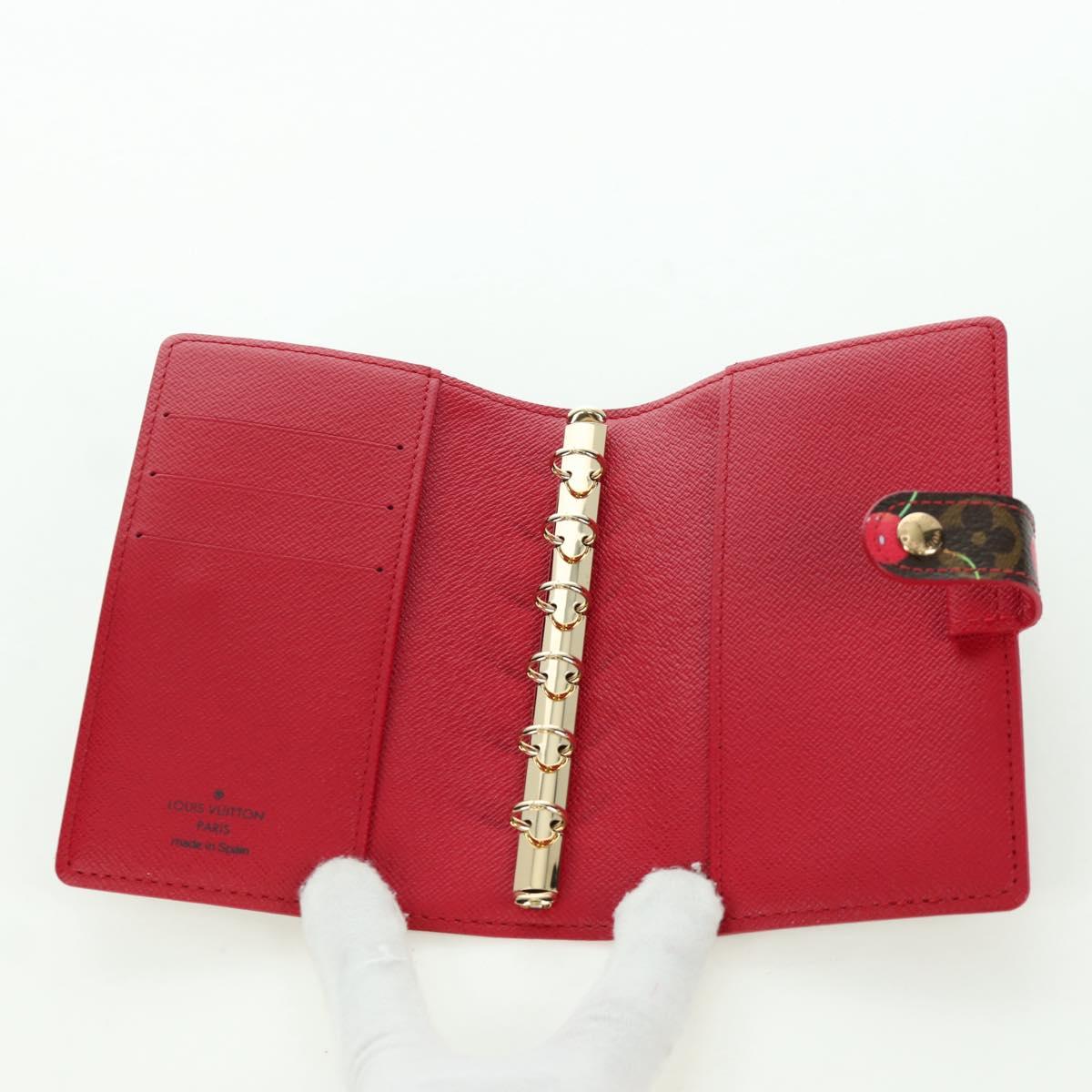 LOUIS VUITTON Monogram Cherry Agenda PM Day Cover Red R21023 LV Auth YKZ480SM