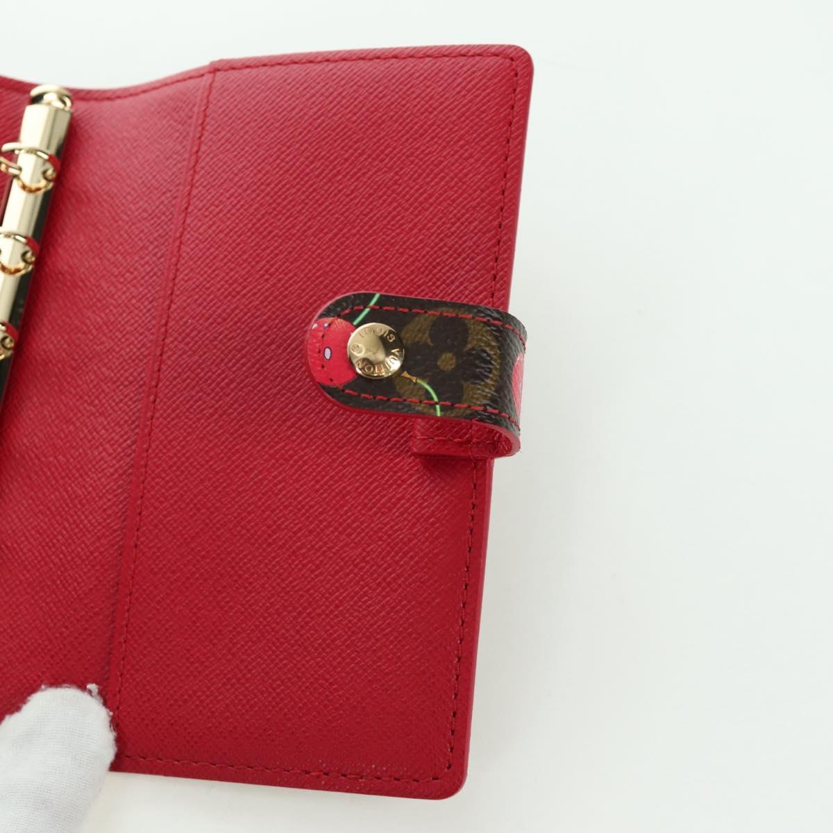 LOUIS VUITTON Monogram Cherry Agenda PM Day Cover Red R21023 LV Auth YKZ480SM