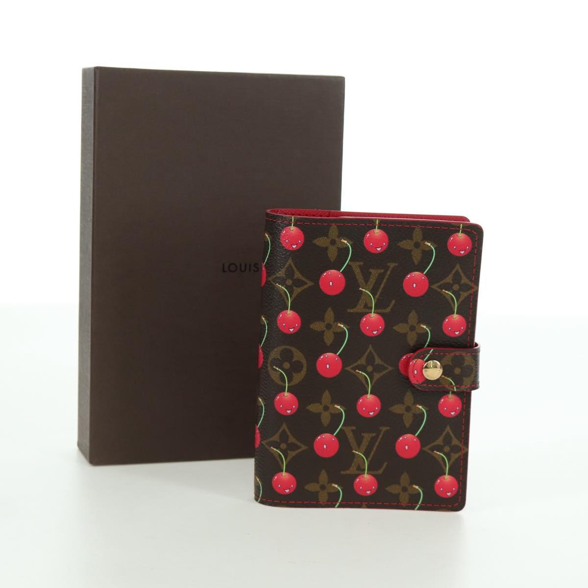 LOUIS VUITTON Monogram Cherry Agenda PM Day Cover Red R21023 LV Auth YKZ480SM