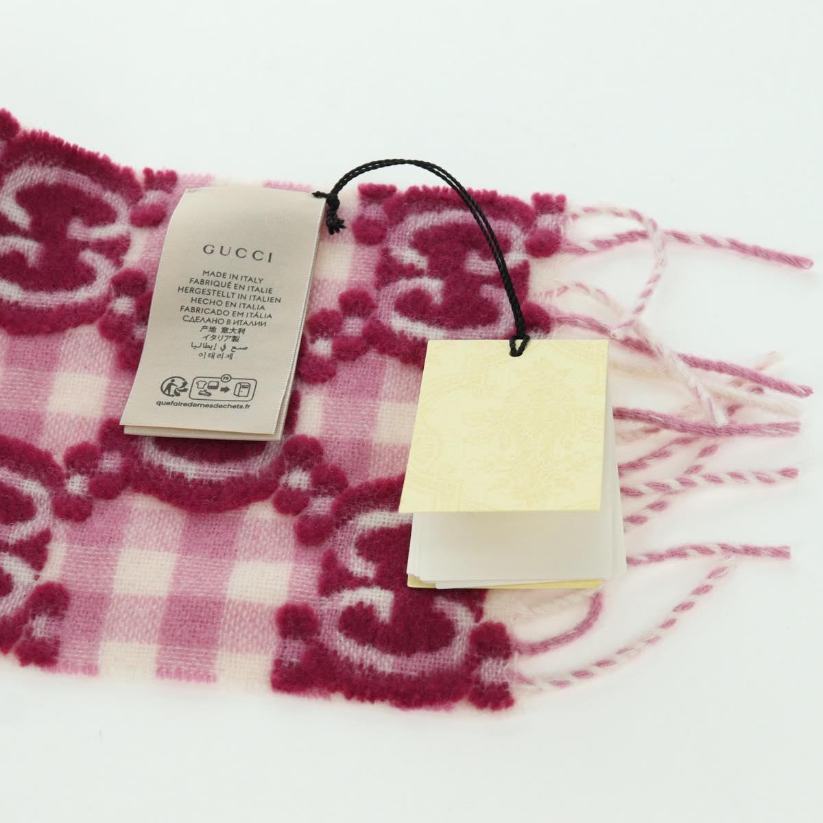 GUCCI GG Scarf Wool Pink Auth YKZ483M