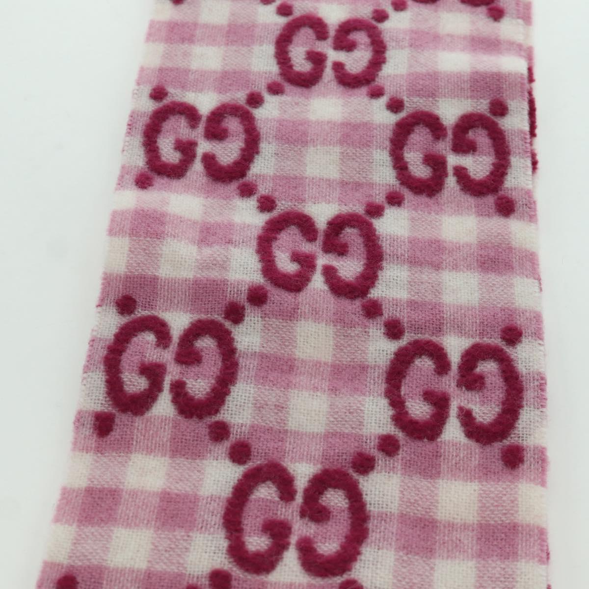 GUCCI GG Scarf Wool Pink Auth YKZ483M