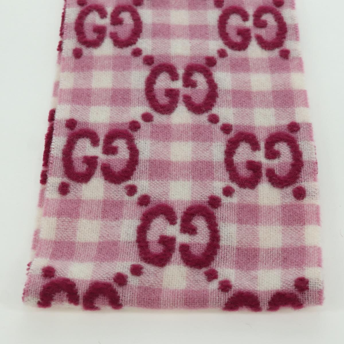 GUCCI GG Scarf Wool Pink Auth YKZ483M