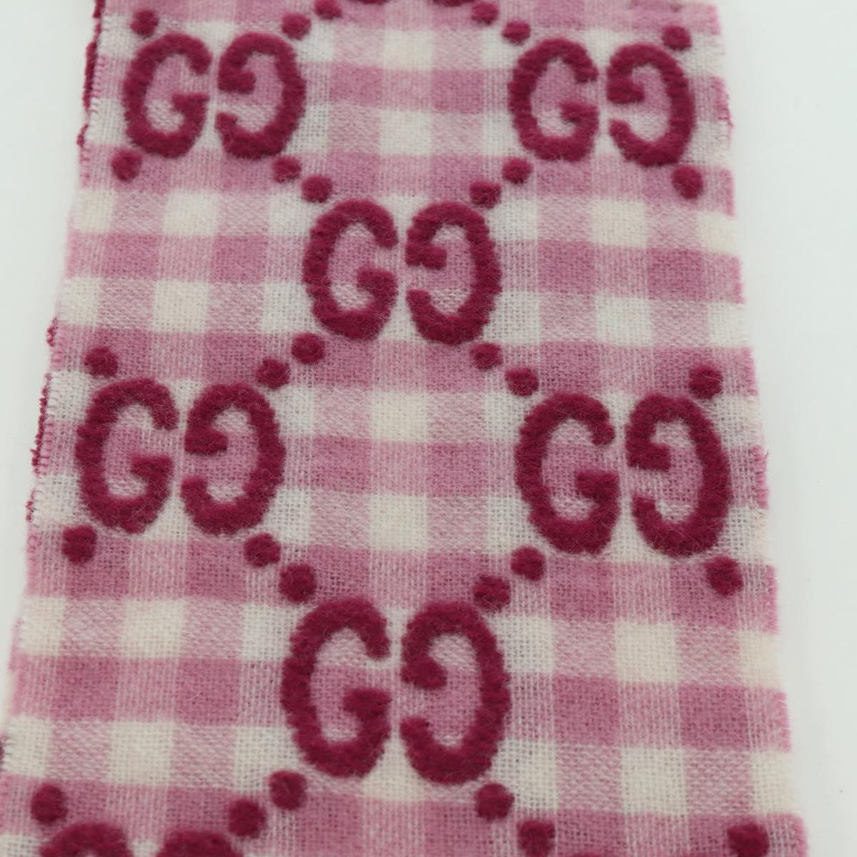 GUCCI GG Scarf Wool Pink Auth YKZ483M