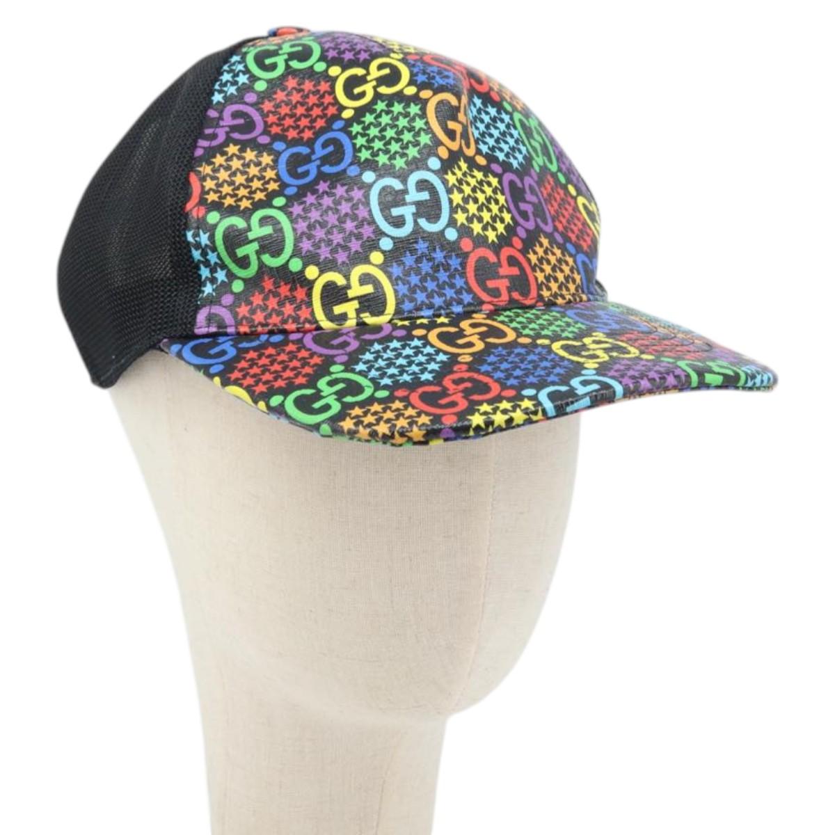 GUCCI GG Psychedelic Cap PVC Multicolor 517074 Auth YKZ486A