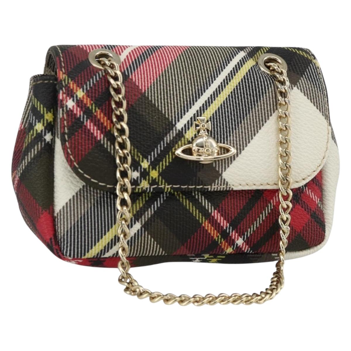 Vivienne Westwood Chain Shoulder Bag PVC Leather Pink Gold Auth YKZ491A