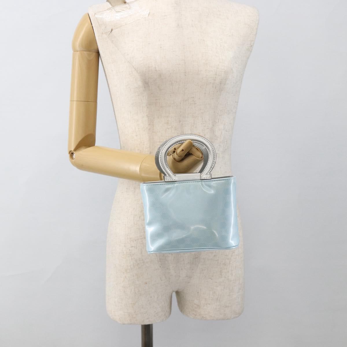 CELINE Macadam Canvas Hand Pouch Light Blue Auth YKZ501A