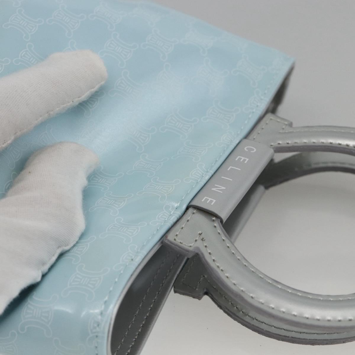 CELINE Macadam Canvas Hand Pouch Light Blue Auth YKZ501A